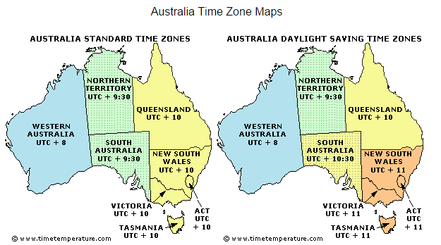 Australia Time Zones Australia Current Time